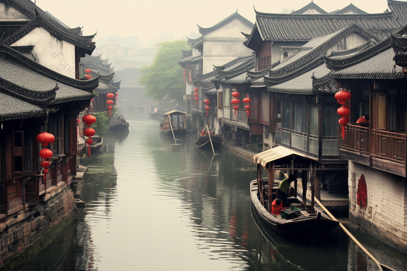 船舶小河江南水乡小桥流水景观拍摄,高清,摄影图,摄影图片,图片大全,摄影图免费下载